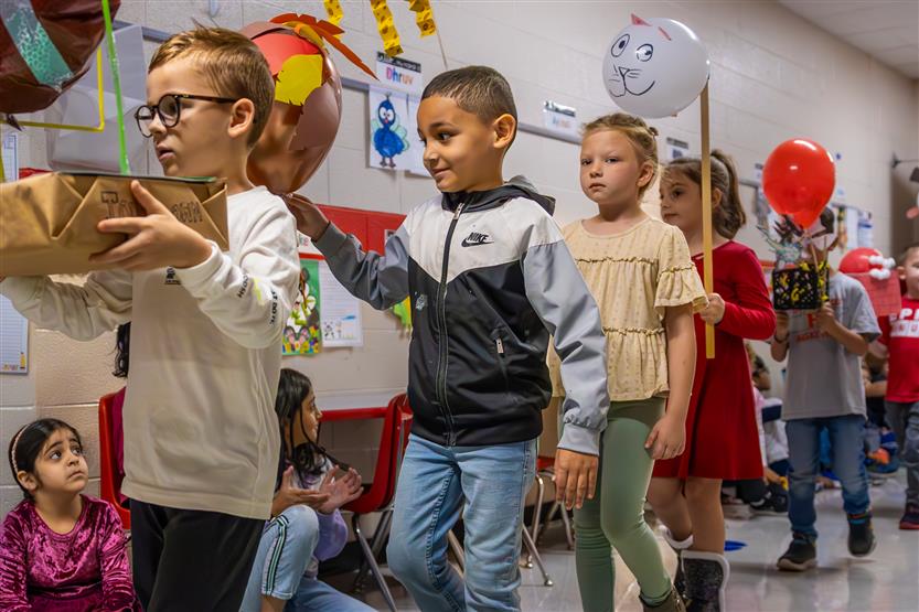 Students in a balloon parade